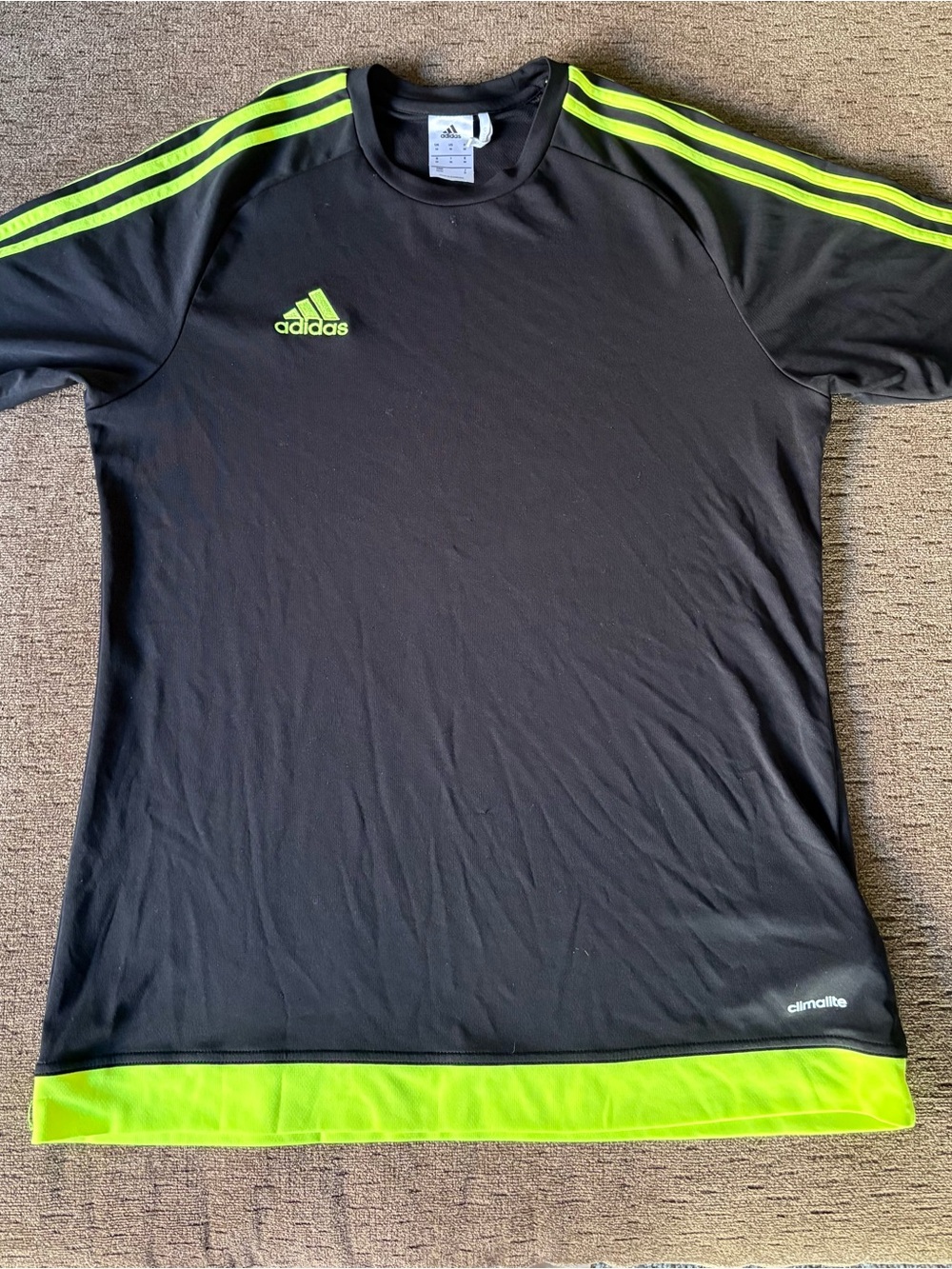 Adidas Climalite Athletic T-Shirt Men's Black Neon green medium